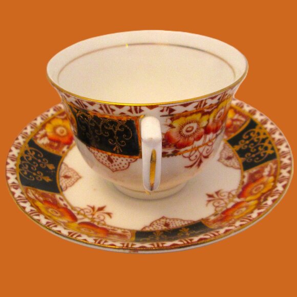 Vtg Colclough China cerca1930's cup & saucer of golds,black,oranges,yellow - Picture 2 of 5